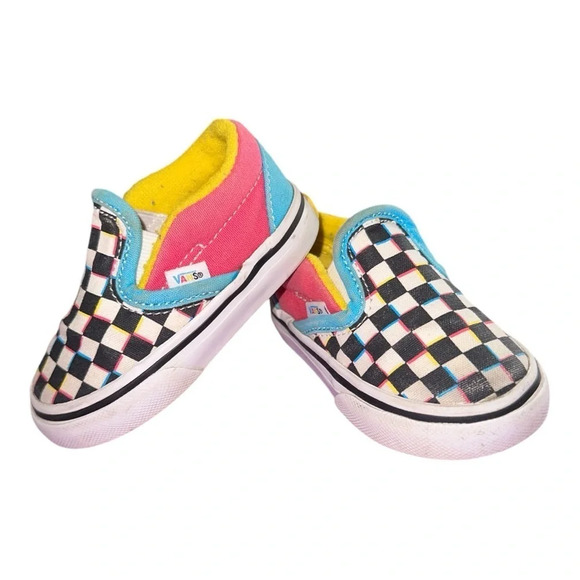Vans Other - Vans Asher Rainbow Checkered Slip On Shoes Toddler Size 4